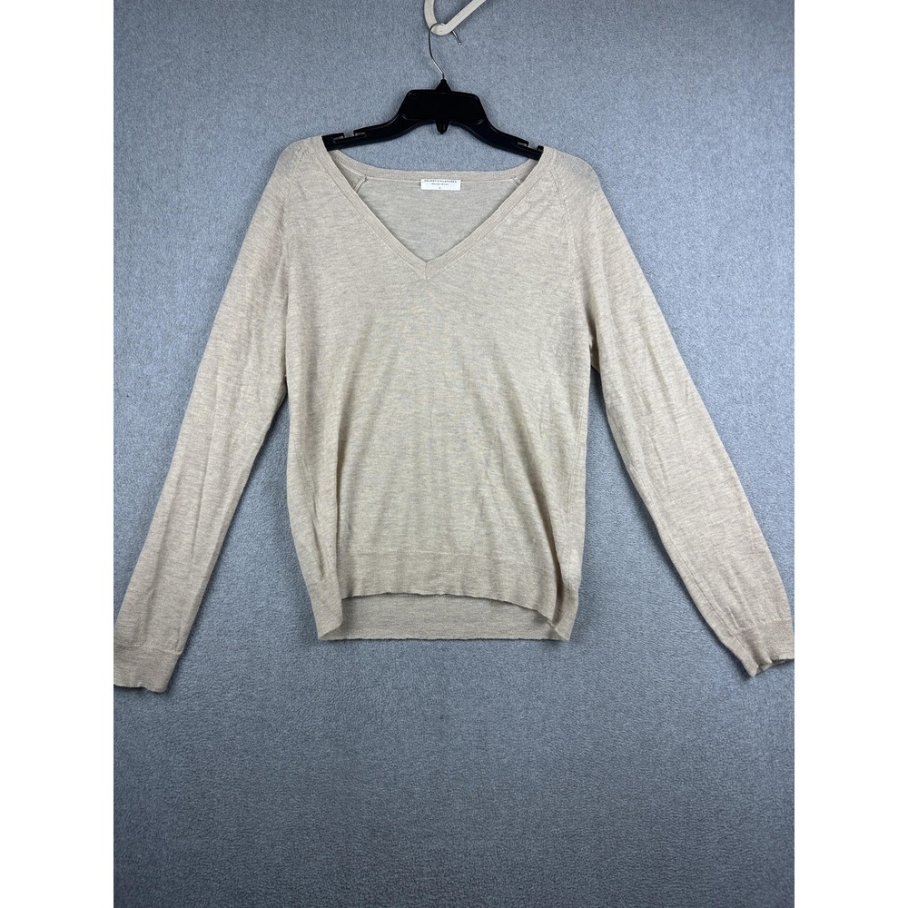 Majestic Filatures Sweater Womens 3 Beige 100% Cashmere V Neck Knit Pullover